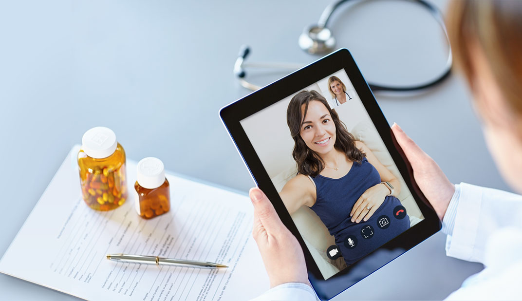 doctor tablet view of telemedicine call